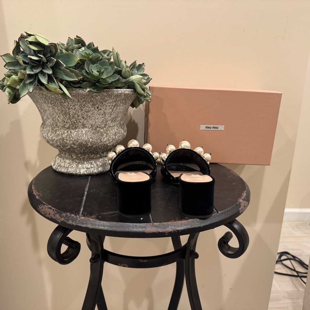 Miu Miu Black Mules with Pearl Embellishments - Picture 3 of 3